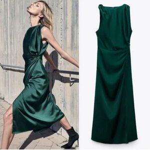 Zara Draped Satin Effect Dress